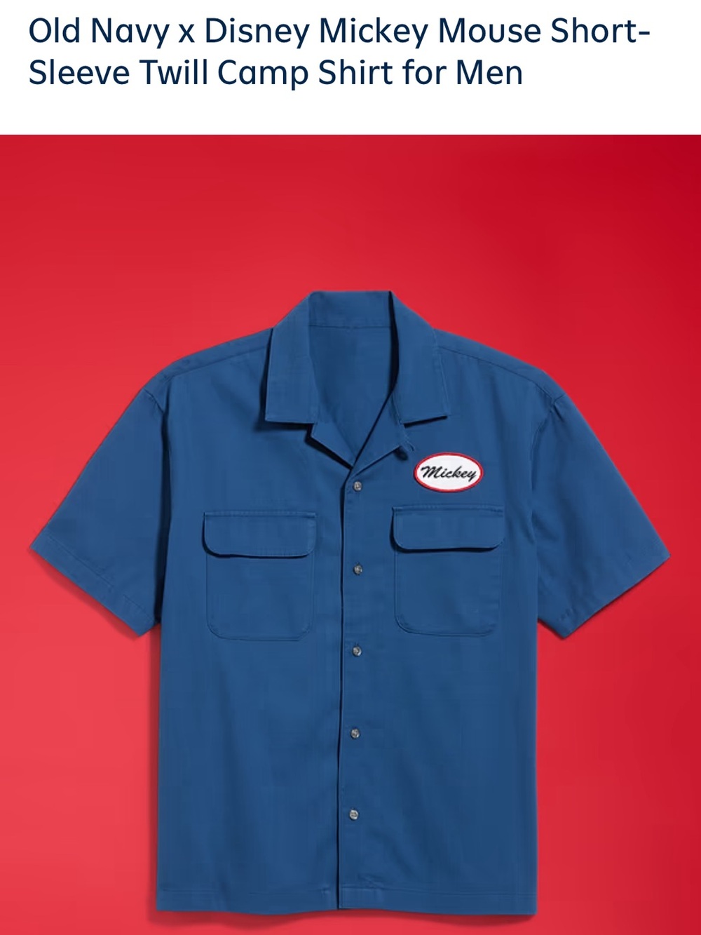 Old Navy Mickey Disney Short-Sleeve Mechanic Shirt - Blue